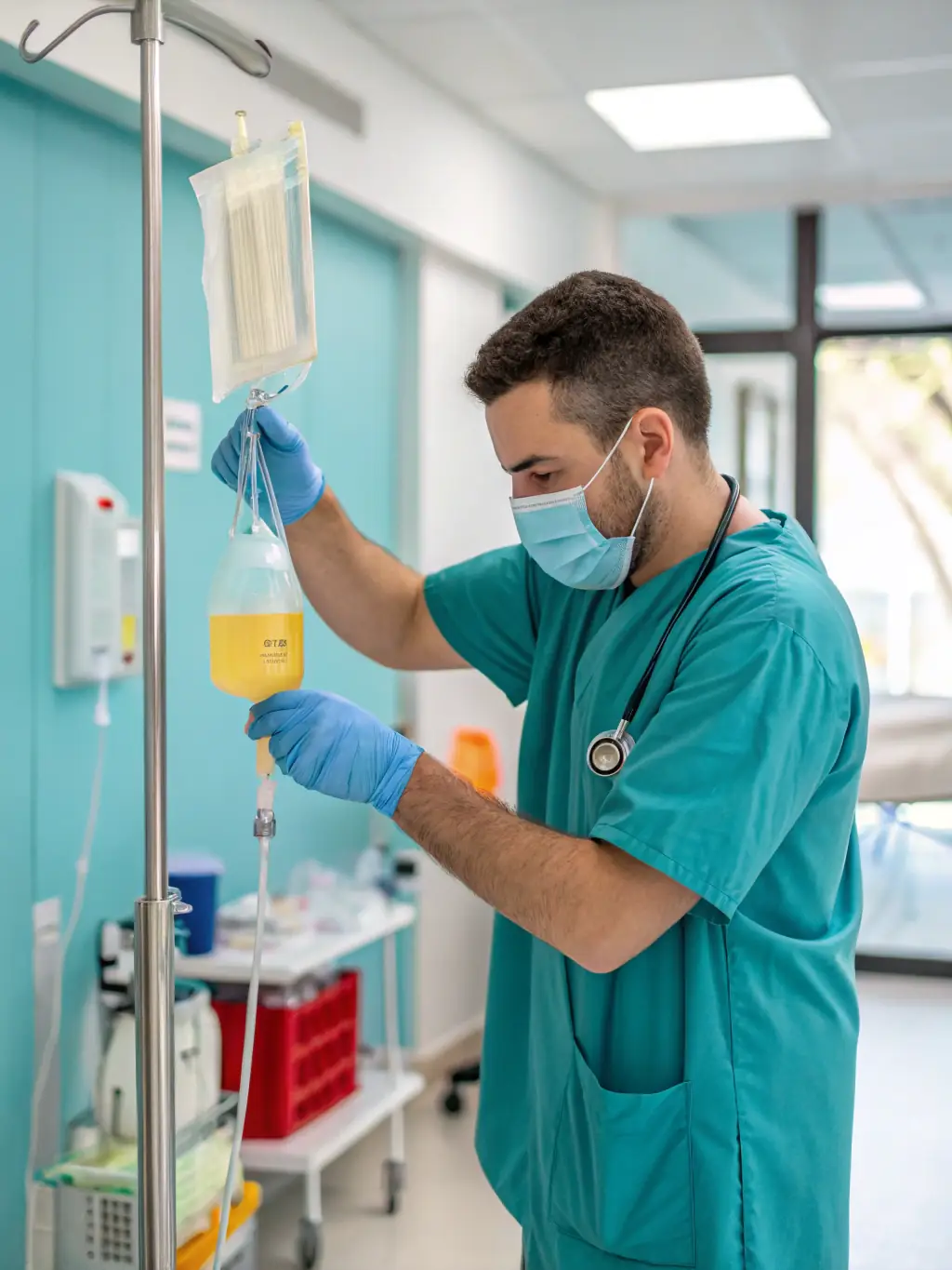An image depicting standardized IV drip administration protocols being implemented across different Health Brands locations, showcasing consistency in service delivery.